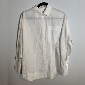 CO Ivory Oversized Button Down Shirt Luxury Cotton Blend Minimalist